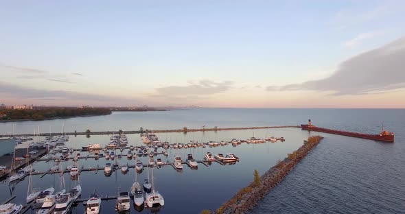 Port credit drone of sailboats