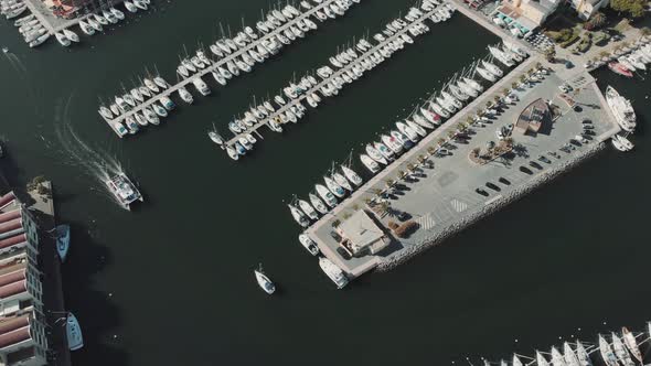 Aerial Drone View of Marina for Boats and Tourist Yachts