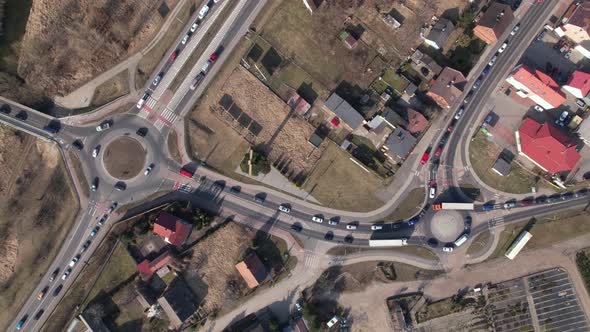 Aerial timelapse of traffic jams during rush hour. Kędzierzyn-Koźle, Poland.