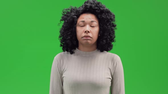 Green Screen Young African Female Sleepy