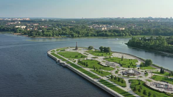 Park Strelka and Volga River in Yaroslavl Russia