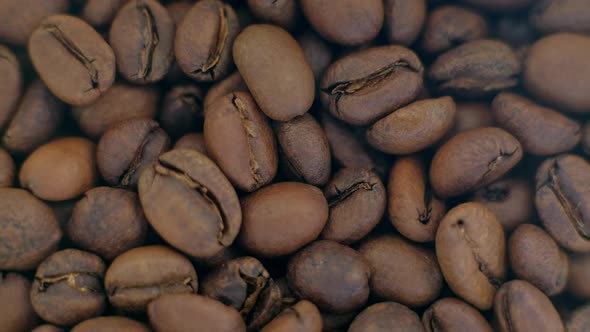 Top View  Coffee Beans Roasted Rotating