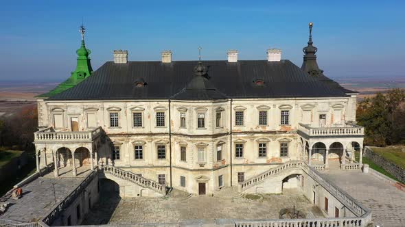 Aerial View of Haunted Castle of Pidhirtsi, Ukraine