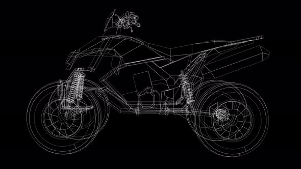 Low Poly 3D ATV Wireframe
