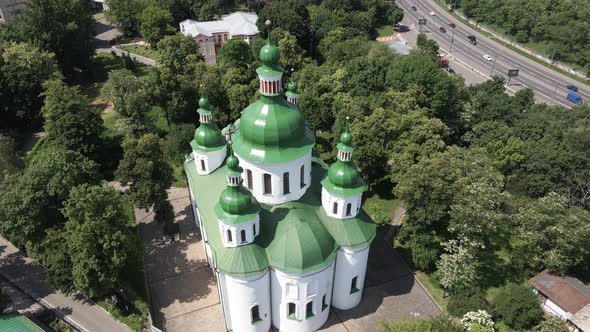 Kyiv. Ukraine: St. Cyril Church in Kyiv. Ukraine. Aerial View