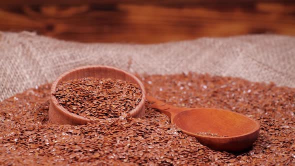 Flax Seeds Harvesting the Crop Agriculture Whole Raw Dried Brown Flax Seeds