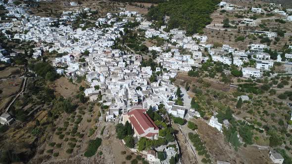 Village of Lefkes on the island of Paros in the Cyclades in Greece from the sky