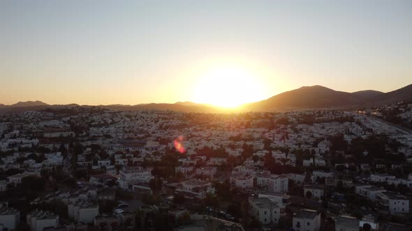 Sunset view from drone Bodrum