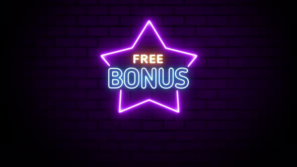 Free Bonus Neon Sign on Brick Wall Background 4K