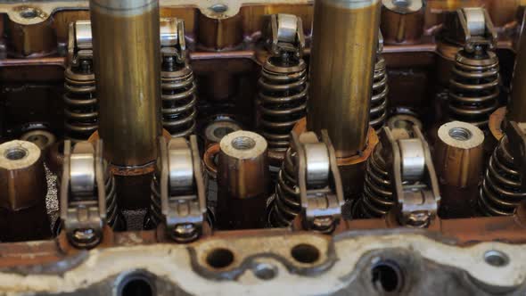 Greasy Cylinder Head and Nozzles in Oil