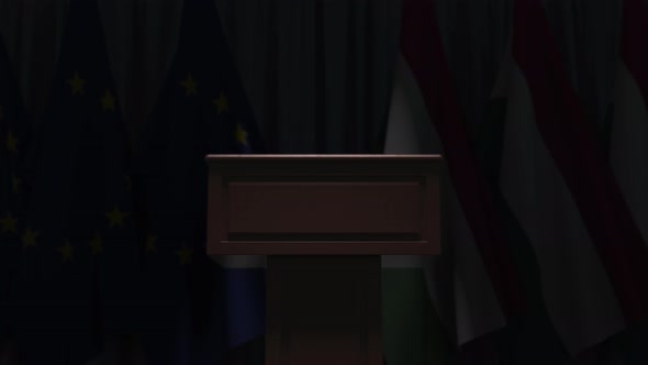 Flags of Hungary and the European Union alt