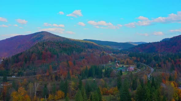 Aerial Drone Video Flying Over Carpathians Mountains, Ukraine, Europe