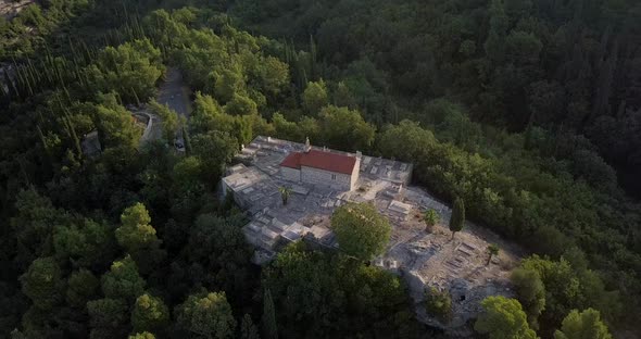 AERIAL: Mediterranean cemetery in Croatia