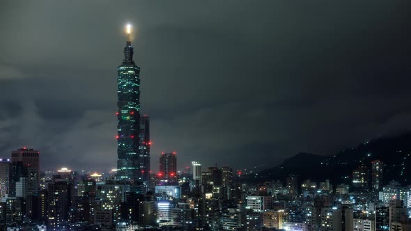Time Lapse of low clouds above Taipei Taiwan at night