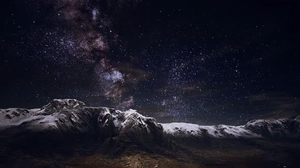 Himalaya Mountain with Star in Night Time
