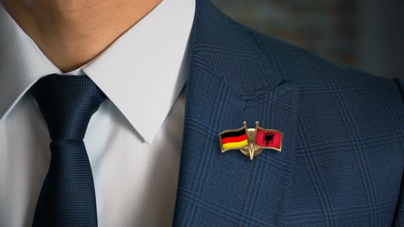 Businessman Friend Flags Pin Germany Albania