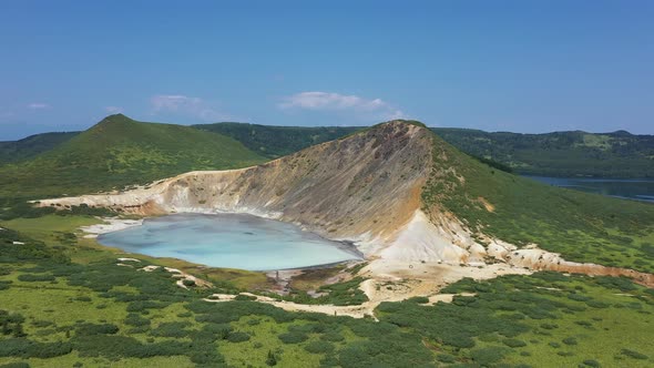 Caldera of the Golovnin Volcano on Kunashir Island. Russia.