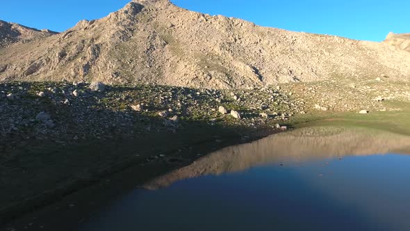 High Altitude Mountain Lake Topography in Morning