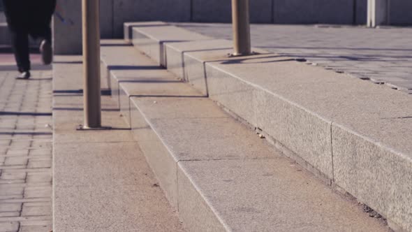 Time lapse people walking up the stairs