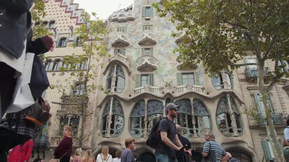 BARCELONA OCTOBER 28 2018 The Facade of the House Casa Battlo (Also Could the House of Bones