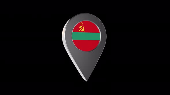 3d Animation Map Pointer With Transnistria Flag With Alpha Channel - 4K