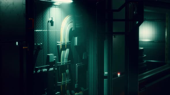 Futuristic Interior of Spaceship Corridor with Light alt