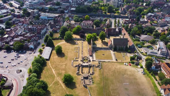 An aerial shot of St. Augustine's Abbey in Canterbury