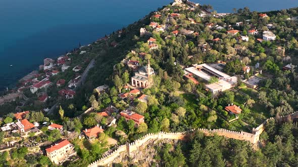 Alanya Castle Alanya Kalesi Aerial View 4K