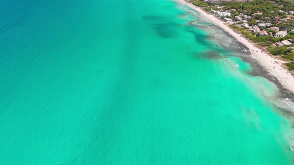 Aerial view of a beach in playa de Muro, Mallorca, Spain