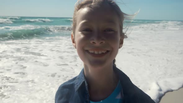 Young girl looking at the camera