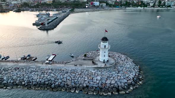 Light House Aerial view 4K Turkey Alanya