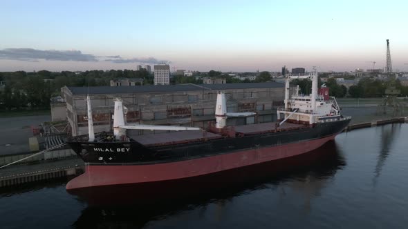 Aerial View of the Port and Wharf in Riga Latvia