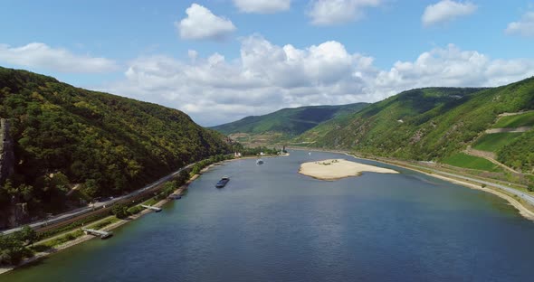 View of the Rhine River Between Bingen and Trechtingshausen Germany