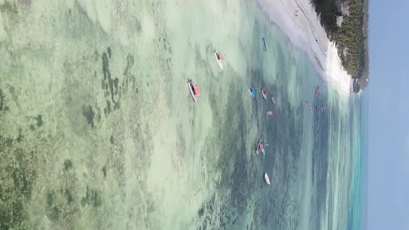 Zanzibar Tanzania  Vertical Video of the Ocean Near the Coast Slow Motion