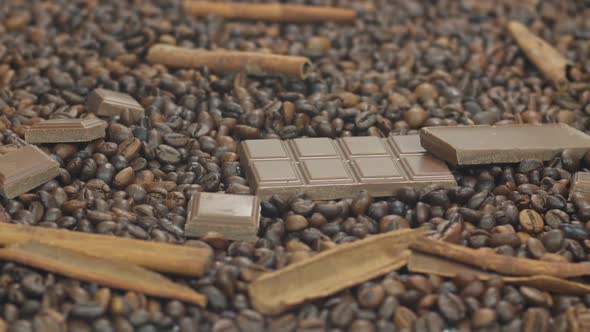 Coffee Grains With Cinnamon And Chocolate