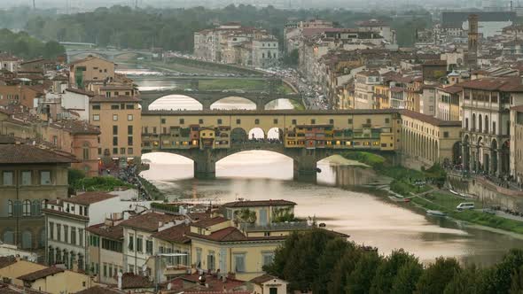 Time Lapse of Florence Ponte Vecchio Bridge, Italy