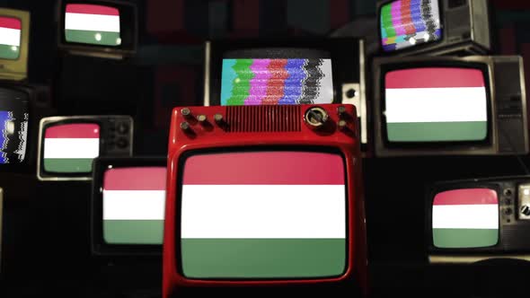 Flags of Hungary and Vintage TVs.