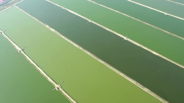 Aerial of wind turbine wind park view from above bird eye