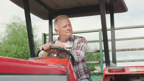 Mature man working on farm