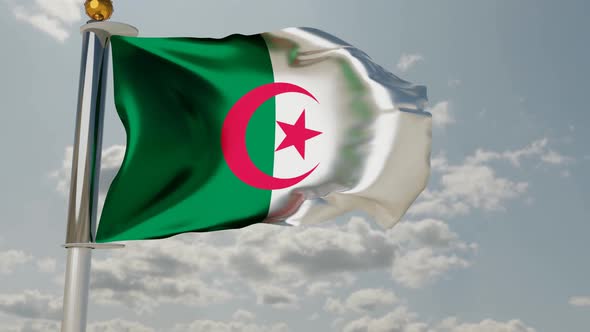Flag of Algeria Waving in the wind. 3D render