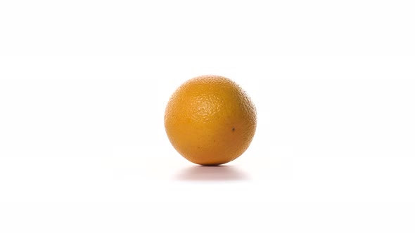 Fresh Orange is Spinning on White Background