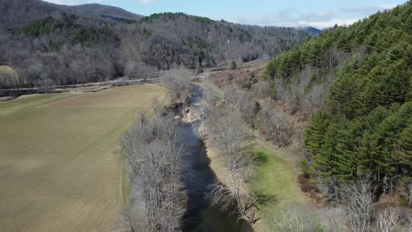 Valley Crucis, NC river running through mountains