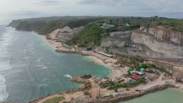 Tropical Tourist Resort Buildings on Island Sand Peninsula