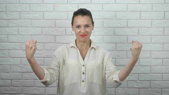 Strong Woman with Red Lips