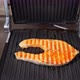 The Grill Lid Opens. A Piece Of Salmon Fish Is Cooking On The Electric Grill - VideoHive Item for Sale