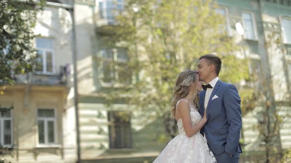 Wedding Couple. Lovely Groom and Bride. Happy Family. Man and Woman in Love