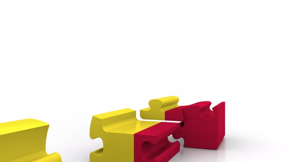 Building Puzzle House Featuring Flag of Romania alt