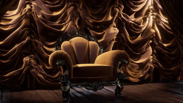 Luxurious Theater Curtain Stage with Chair alt