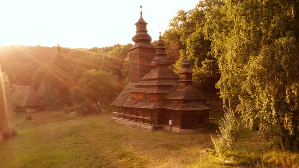 Dark Medieval Church and Sunshine Rays