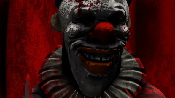 Close up of scary clown